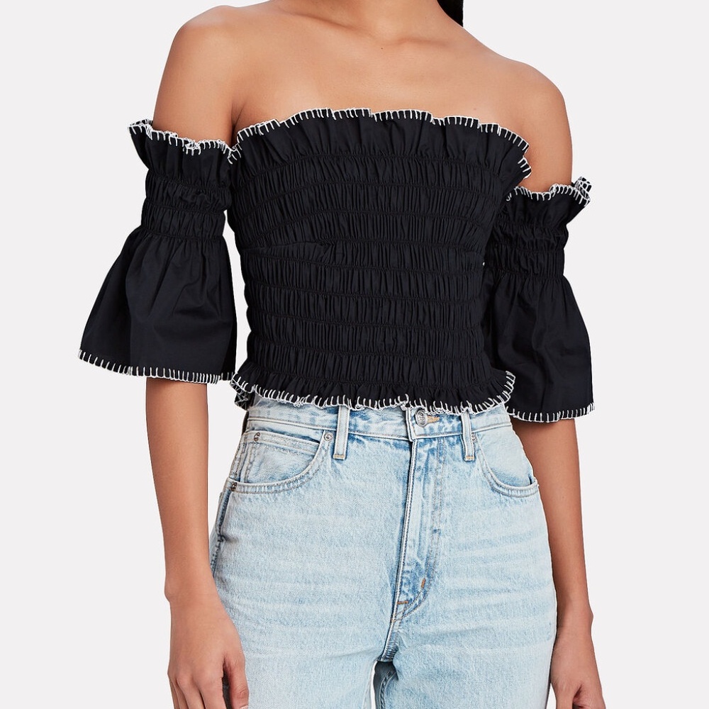 PETERSYN Lilliana Smocked Off-the-Shoulder Top size L  NWT INTERMIX